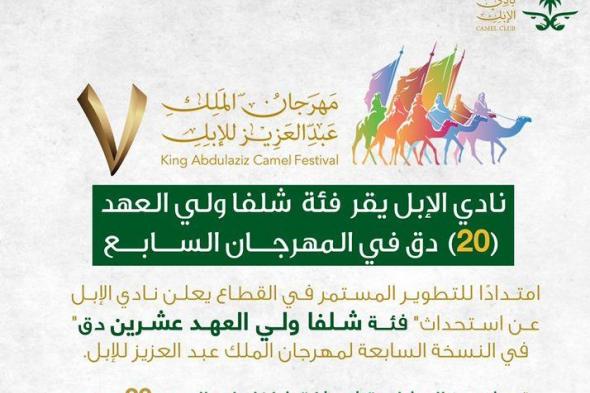 شروط المشاركة في فئة شلفا ولي العهد 20 دق في مهرجان الملك للإبل