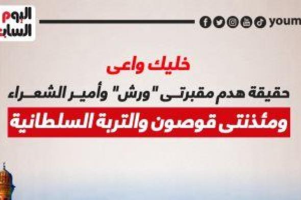 حقيقة شائعة هدم مقبرتى "ورش" وأمير الشعراء ومئذنتين (إنفوجراف)